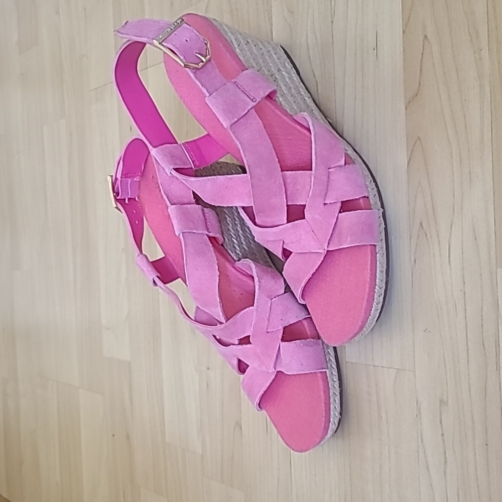 Cole Haan Women’s Crystal Wedge Fuschia Suede Sandals Shoes Size 7